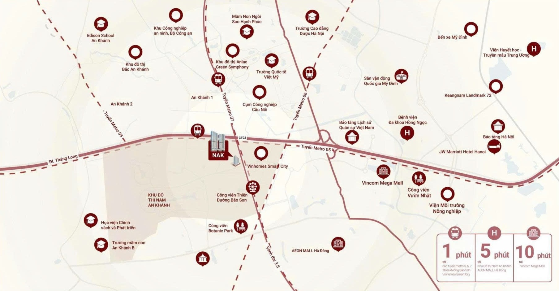 vị trí dự án metropoli5 nam an khánh